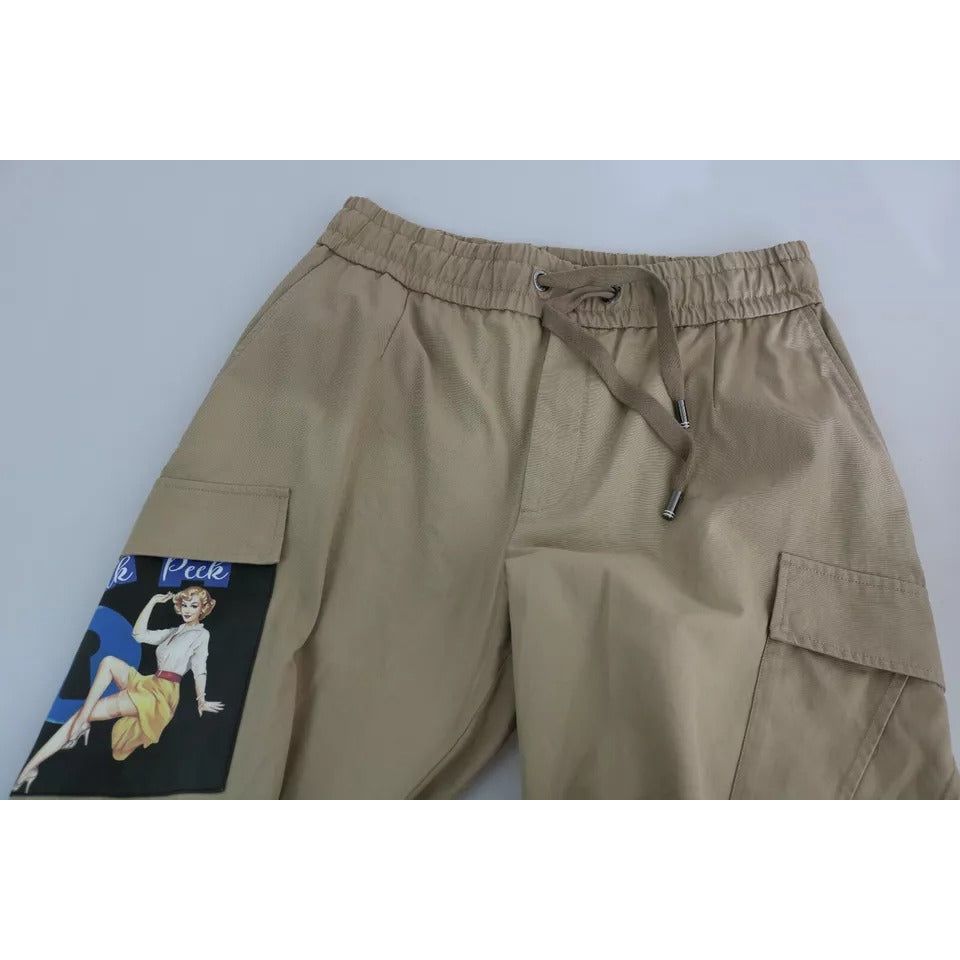 Dolce & Gabbana Beige Pin Up Print Cargo Pants PAN71497-48