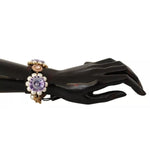 Dolce & Gabbana FIORI BLOOMING Floral Baroque Crystals Brass Bracelet SMY100556