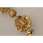 Dolce & Gabbana FIORI BLOOMING Floral Baroque Crystals Brass Bracelet SMY100556