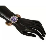 Dolce & Gabbana FIORI BLOOMING Floral Baroque Crystals Brass Bracelet SMY100556