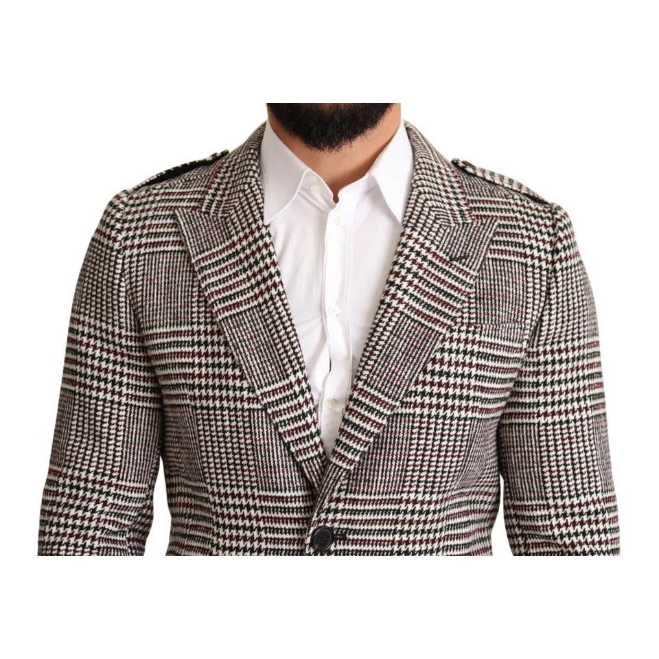 Dolce & Gabbana Gray Check Plaid Long Trench Coat Jacket JKT2913-44
