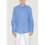 Calvin Klein Blue Linen Shirt CA-13226100132-39