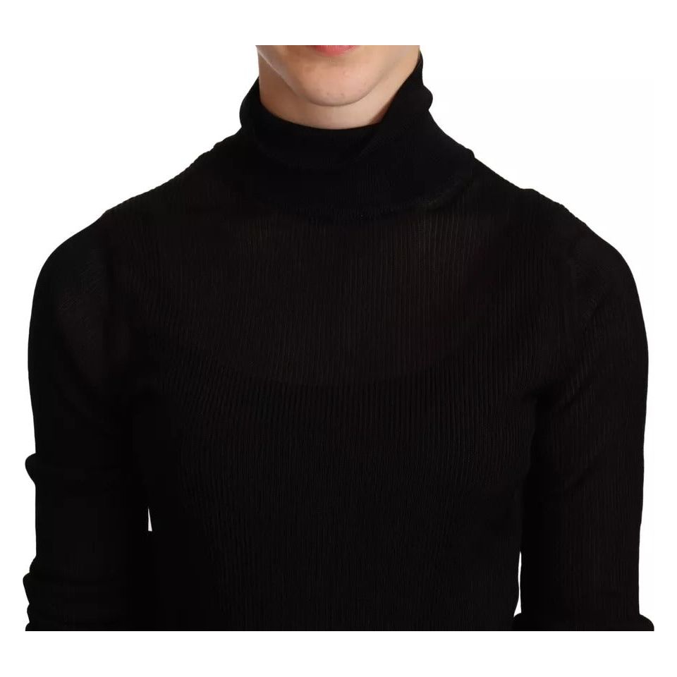 Dolce & Gabbana Black Turtleneck Slim Fit Pullover Sweater TSH6648-48