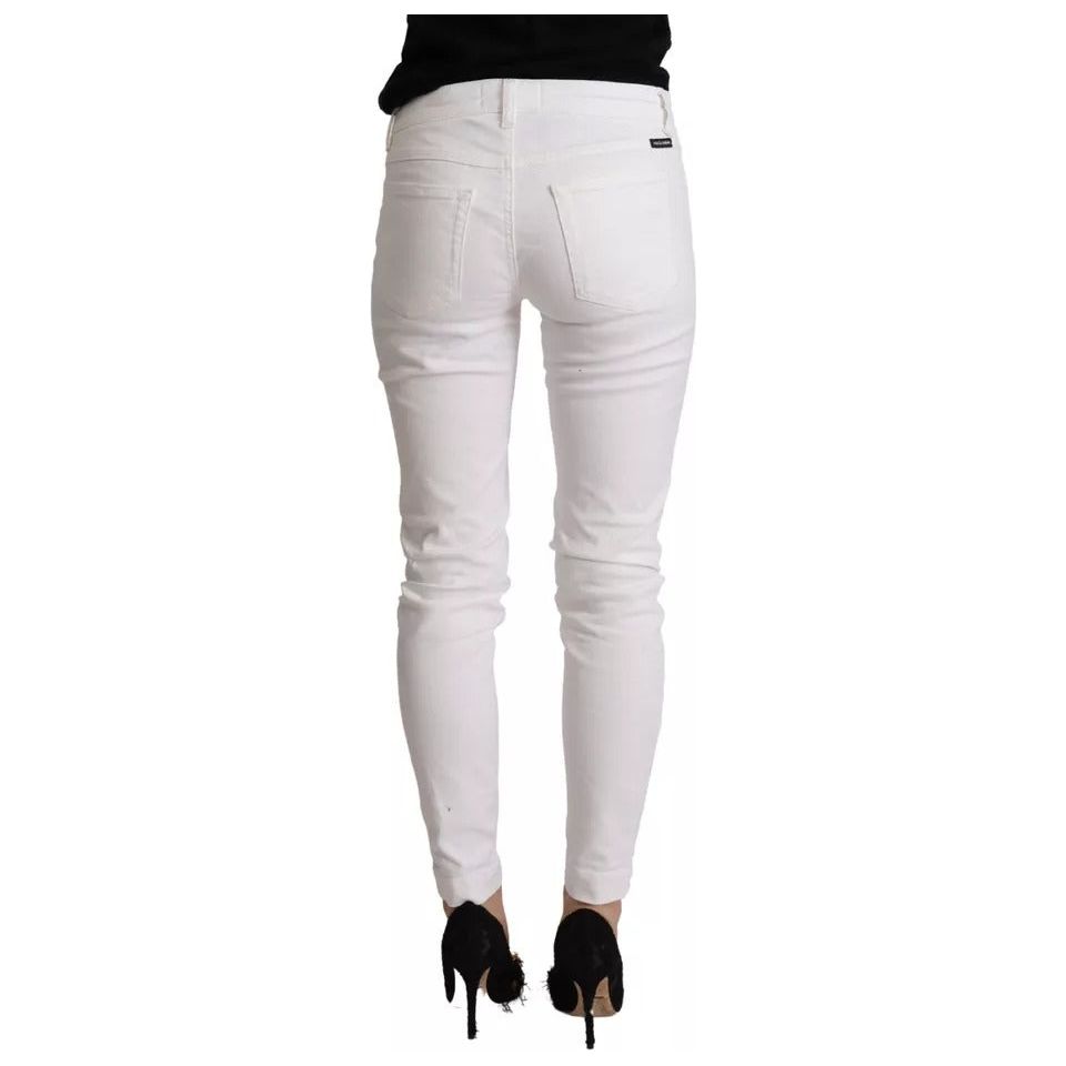 Dolce & Gabbana White Cotton Denim Pretty Slim Fit Jeans PAN73040-38