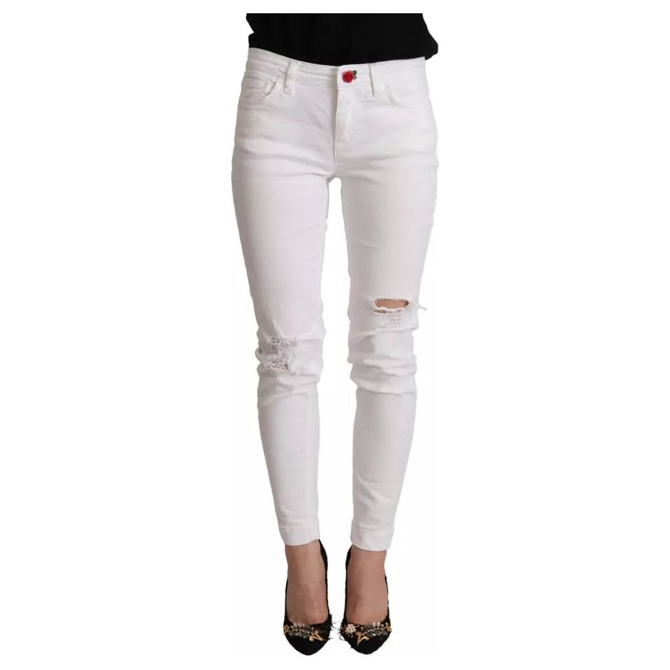 Dolce & Gabbana White Cotton Denim Pretty Slim Fit Jeans PAN73040-38