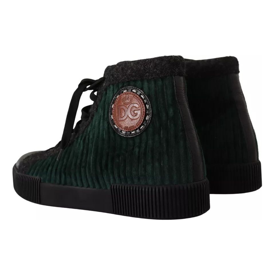 Dolce & Gabbana Green Corduroy High Tops Sneakers Mens Casual Shoes MV4458-42