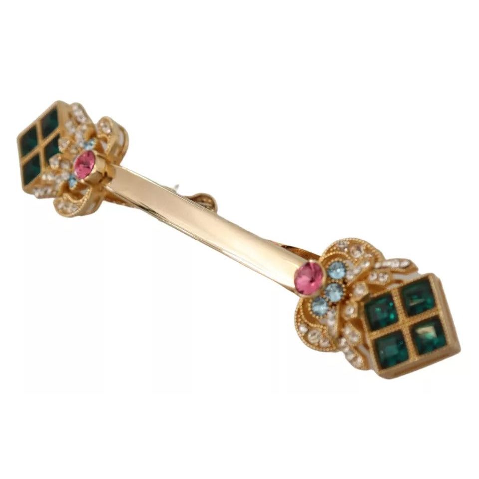 Dolce & Gabbana Gold Plated 925 Sterling Silver Crystal Collar Stop Brooch SMY100980