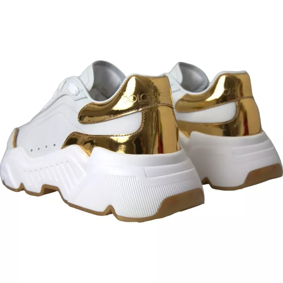 Dolce & Gabbana White Gold DAYMASTER Leather Sneakers Men Shoes MV4300-42
