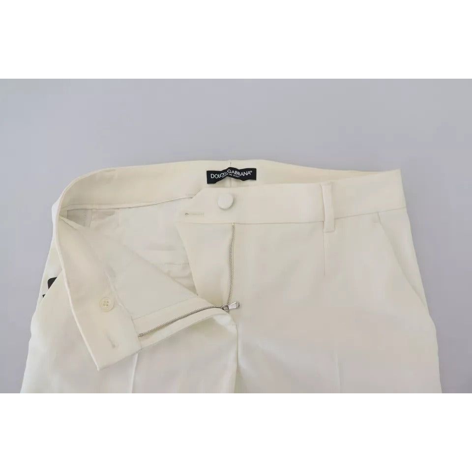 Dolce & Gabbana White High Waist Tapered Wool Pants PAN74205-38