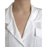 Dolce & Gabbana White Silk Collared 3/4 Sleeves Blouse Top TSH84786-48