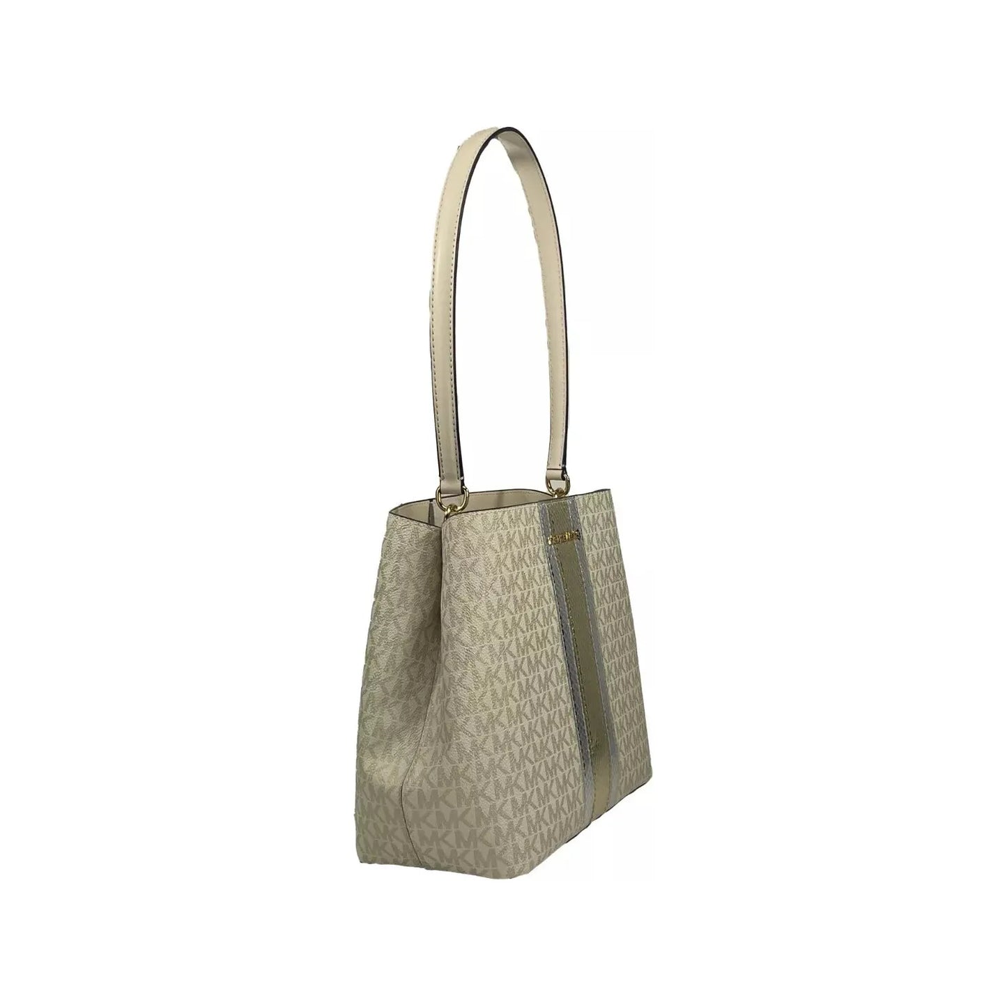 Michael Kors Medium Pratt Bucket Shoulder Bag Purse Pale Gold/Cream 80652