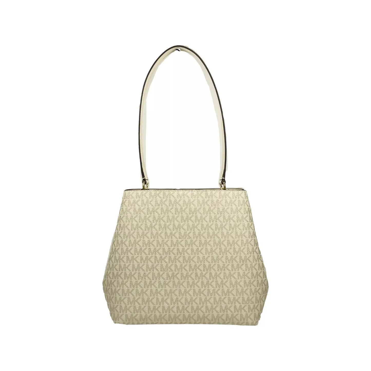 Michael Kors Medium Pratt Bucket Shoulder Bag Purse Pale Gold/Cream 80652
