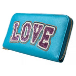 Dolce & Gabbana Wallet Light Blue LOVE Leather Zip Around Continental BAG1028