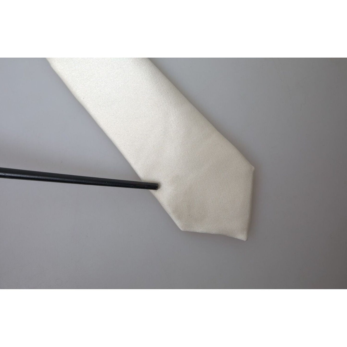 Dolce & Gabbana Off White Satin Silk Classic Men Necktie KRA3251