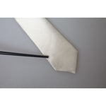 Dolce & Gabbana Off White Satin Silk Classic Men Necktie KRA3251