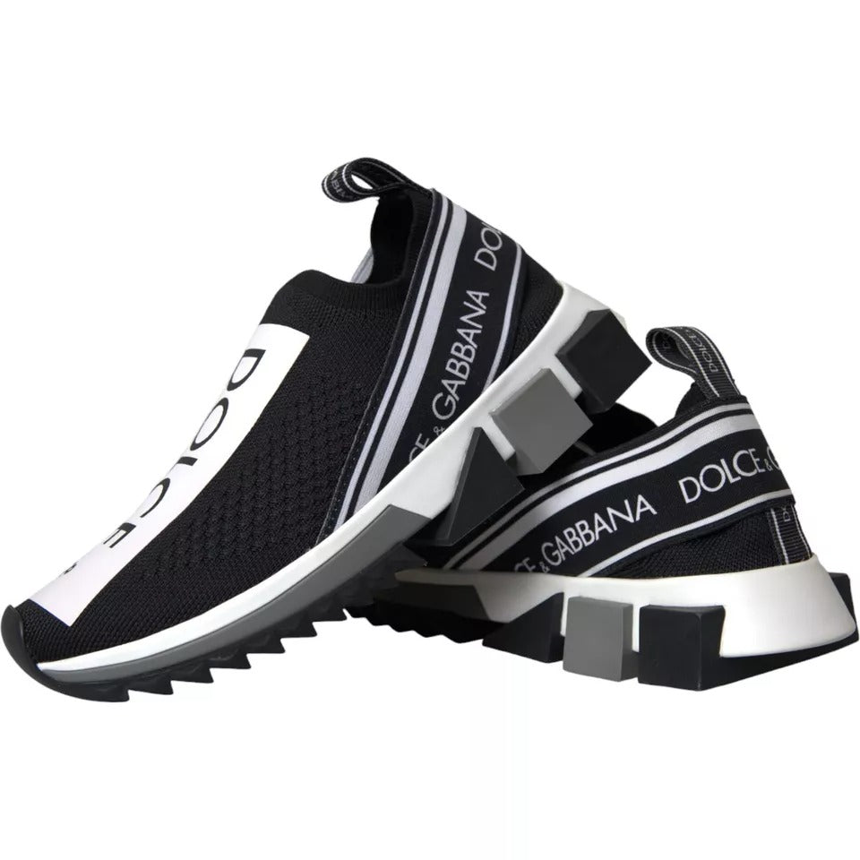 Dolce & Gabbana Black White Slip On Sorrento Sneakers Shoes LA3900-36.5