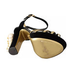 Dolce & Gabbana Black Gold Bianca Faux Pearl Sandals LA9840-38