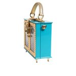 Dolce & Gabbana Turquoise Gold Acrylic Leather Miss Dolce Top Handle Bag BAG4023