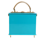 Dolce & Gabbana Turquoise Gold Acrylic Leather Miss Dolce Top Handle Bag BAG4023