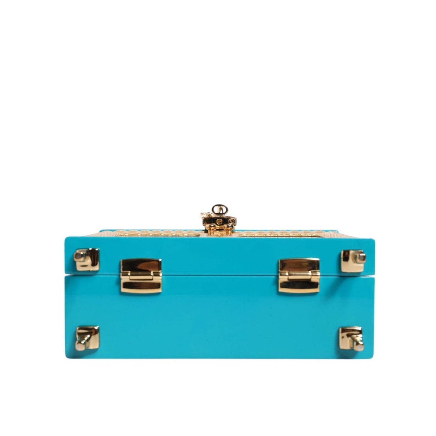 Dolce & Gabbana Turquoise Gold Acrylic Leather Miss Dolce Top Handle Bag BAG4023