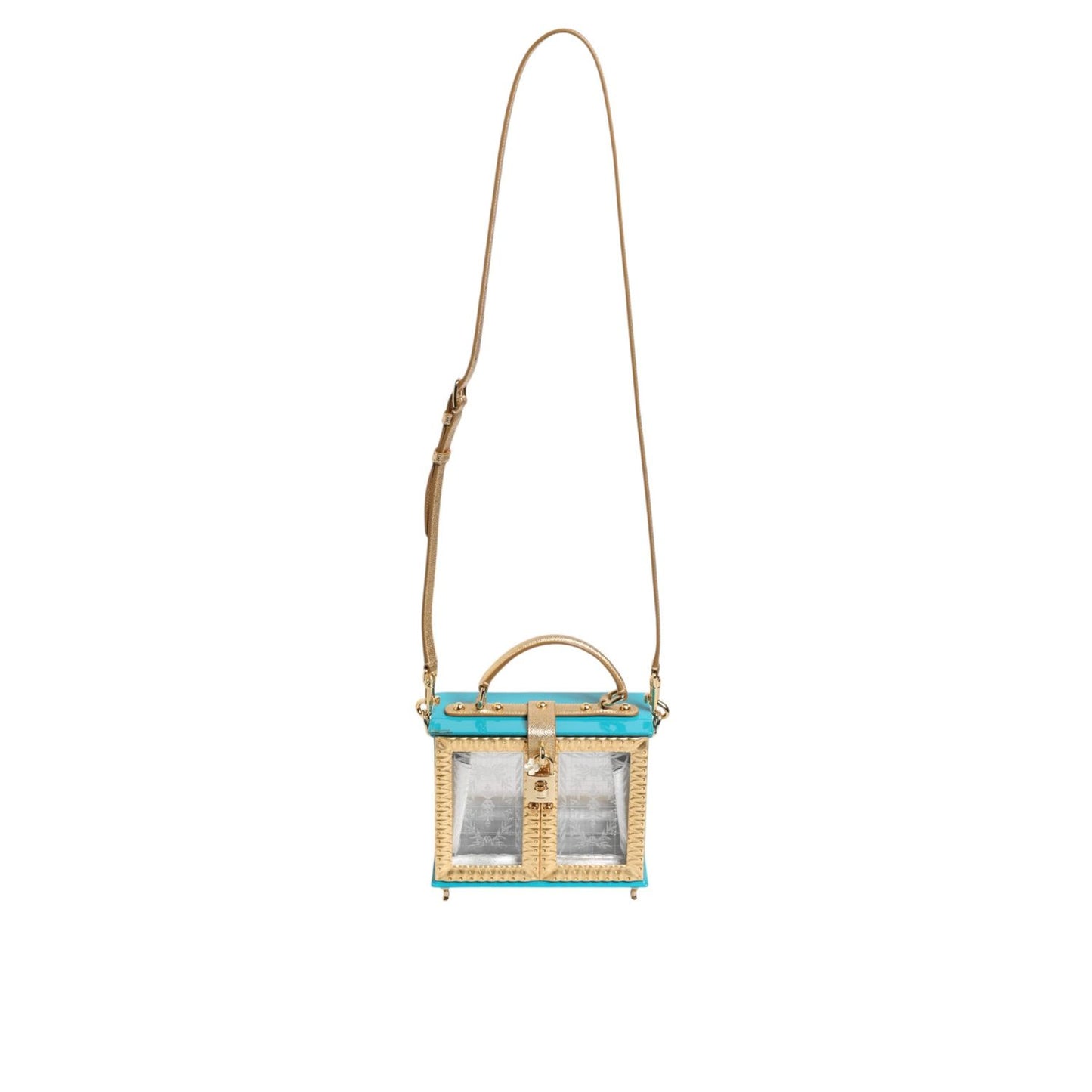 Dolce & Gabbana Turquoise Gold Acrylic Leather Miss Dolce Top Handle Bag BAG4023