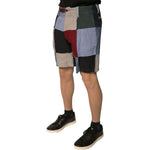 Dolce & Gabbana Multicolor Patchwork Linen Men Chino Shorts PAN75657-48