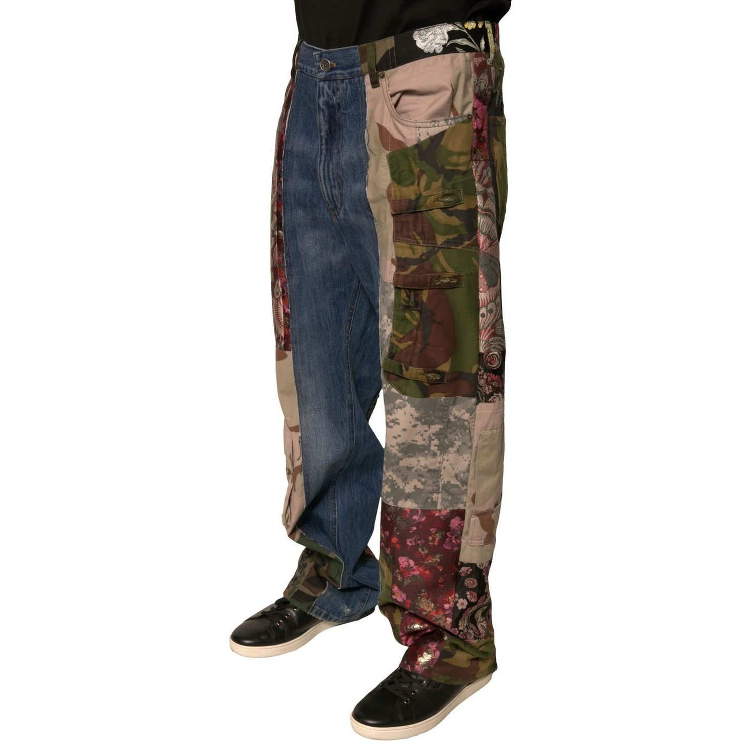 Dolce & Gabbana Blue Patchwork Cotton Straight Denim Jeans PAN75695-48