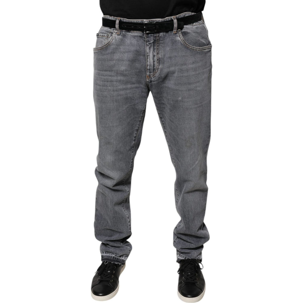 Dolce & Gabbana Gray Logo Cotton Stretch Skinny Denim Jeans PAN75820-56