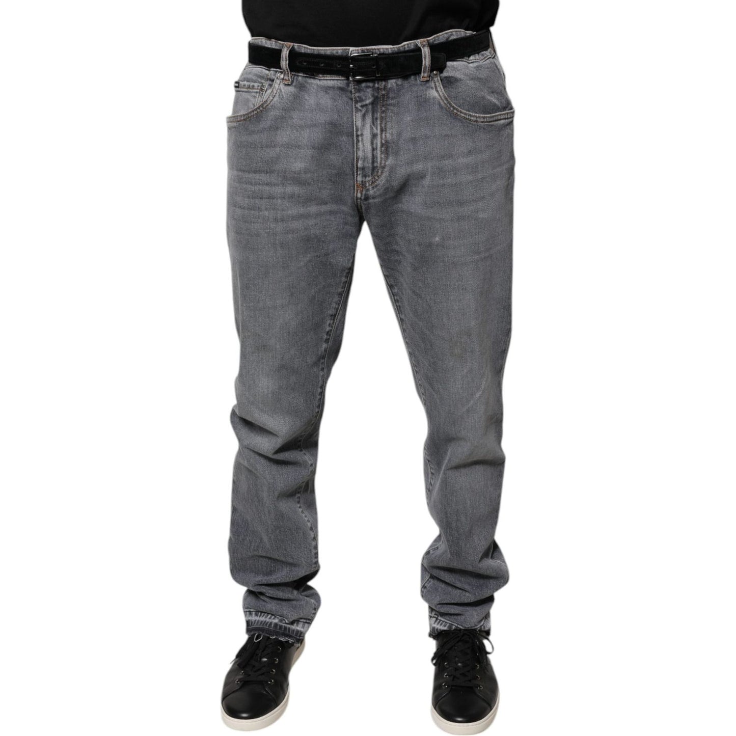 Dolce & Gabbana Gray Logo Cotton Stretch Skinny Denim Jeans PAN75820-56