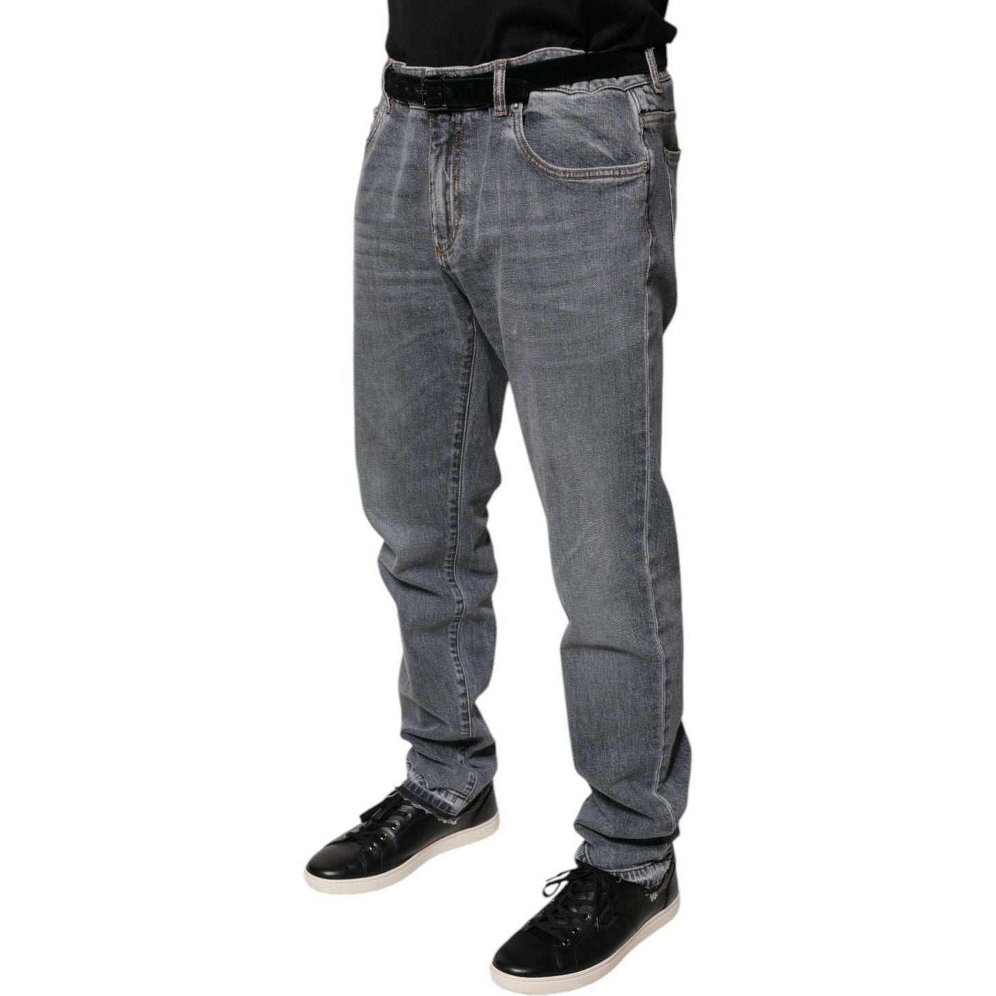 Dolce & Gabbana Gray Logo Cotton Stretch Skinny Denim Jeans PAN75820-56