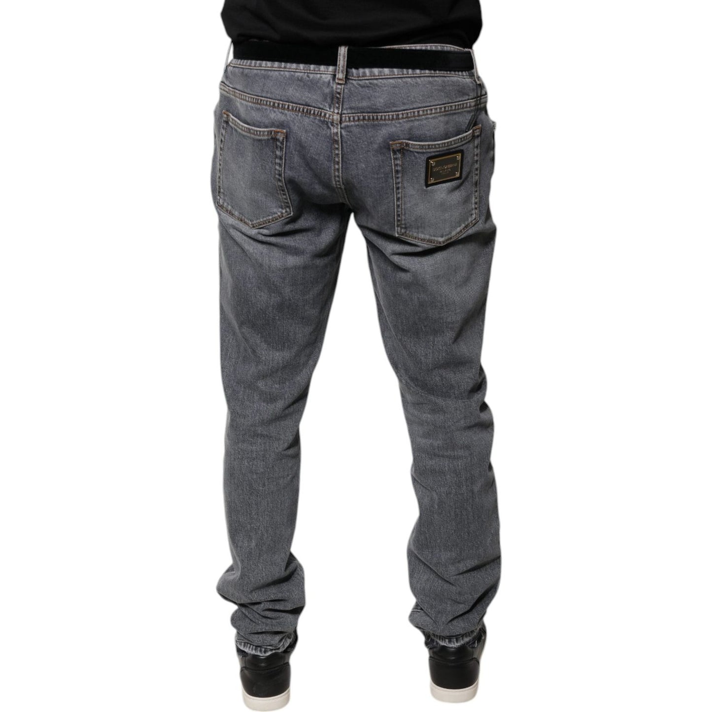 Dolce & Gabbana Gray Logo Cotton Stretch Skinny Denim Jeans PAN75820-56