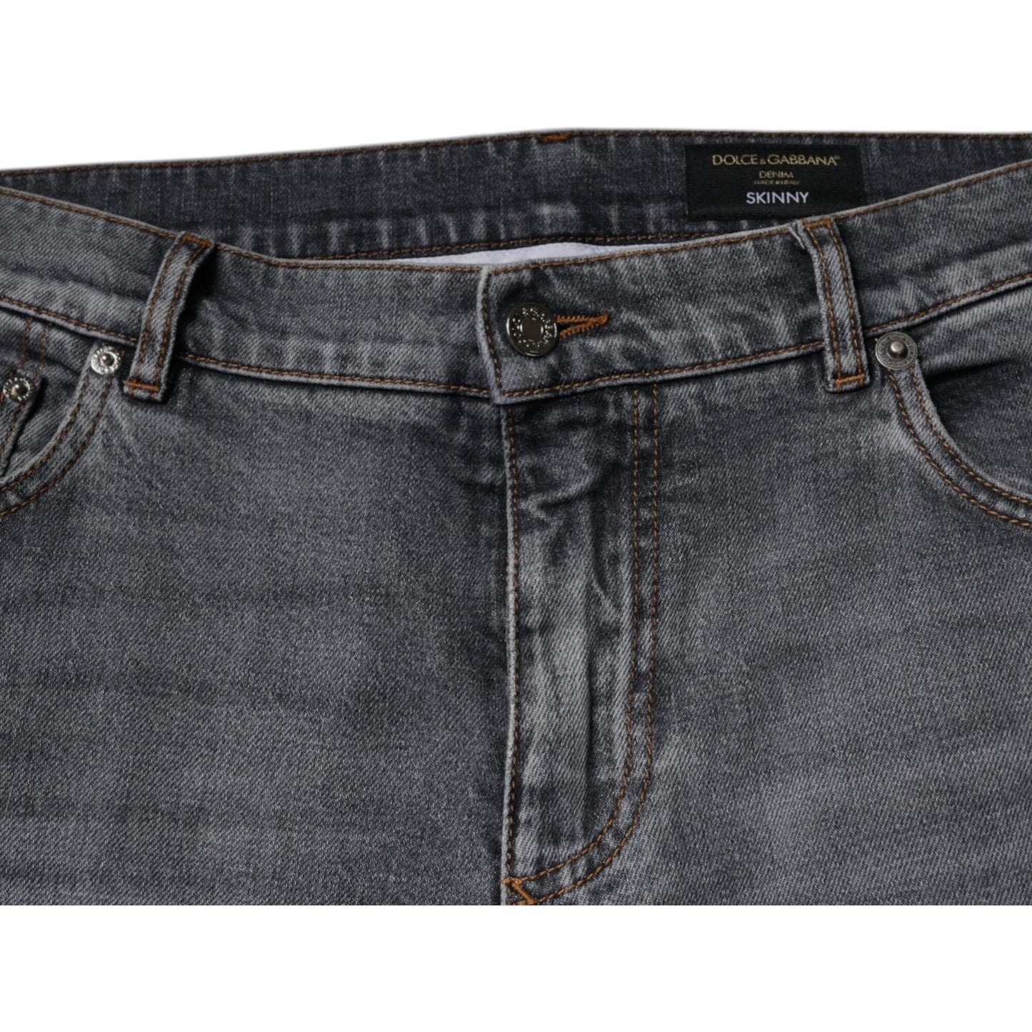 Dolce & Gabbana Gray Logo Cotton Stretch Skinny Denim Jeans PAN75820-56