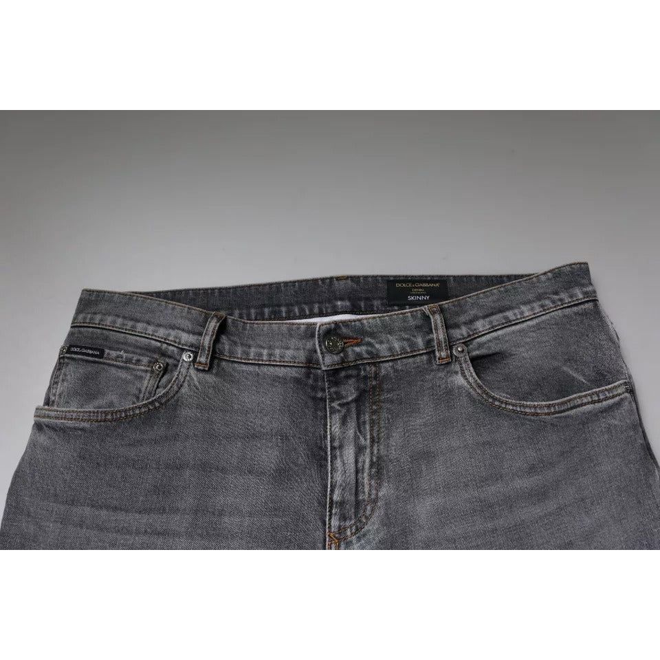 Dolce & Gabbana Gray Logo Cotton Stretch Skinny Denim Jeans PAN75820-56