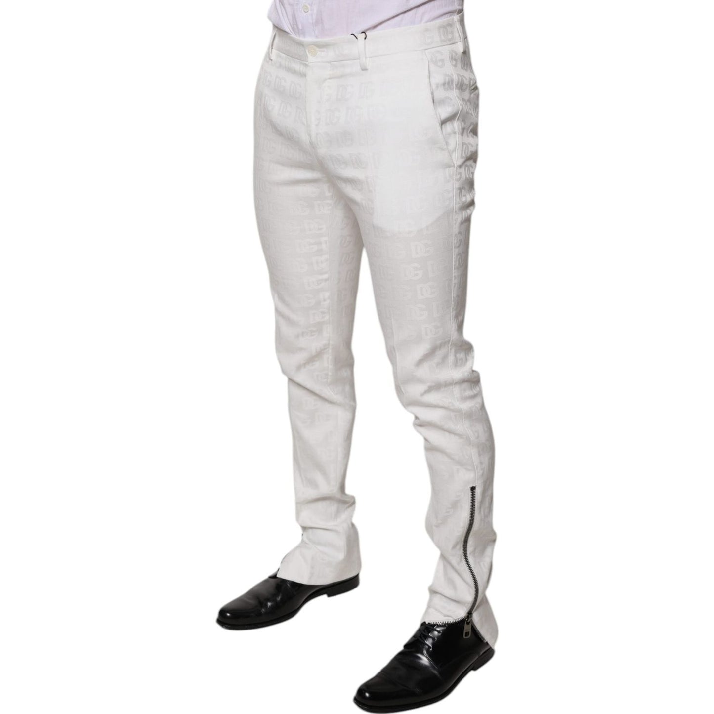 Dolce & Gabbana White Cotton Tapered Formal Dress Pants PAN75824-48