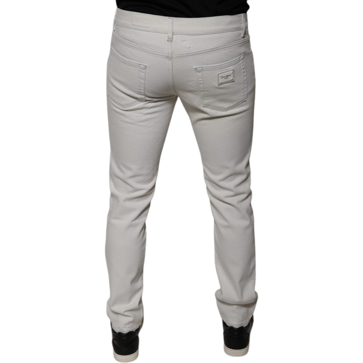 Dolce & Gabbana White Cotton Skinny Denim Jeans PAN75853-50