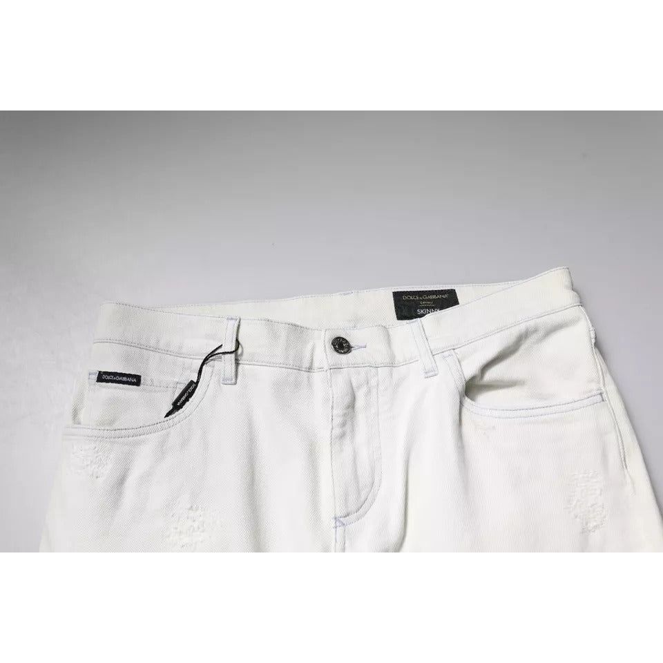 Dolce & Gabbana White Cotton Skinny Denim Jeans PAN75853-50
