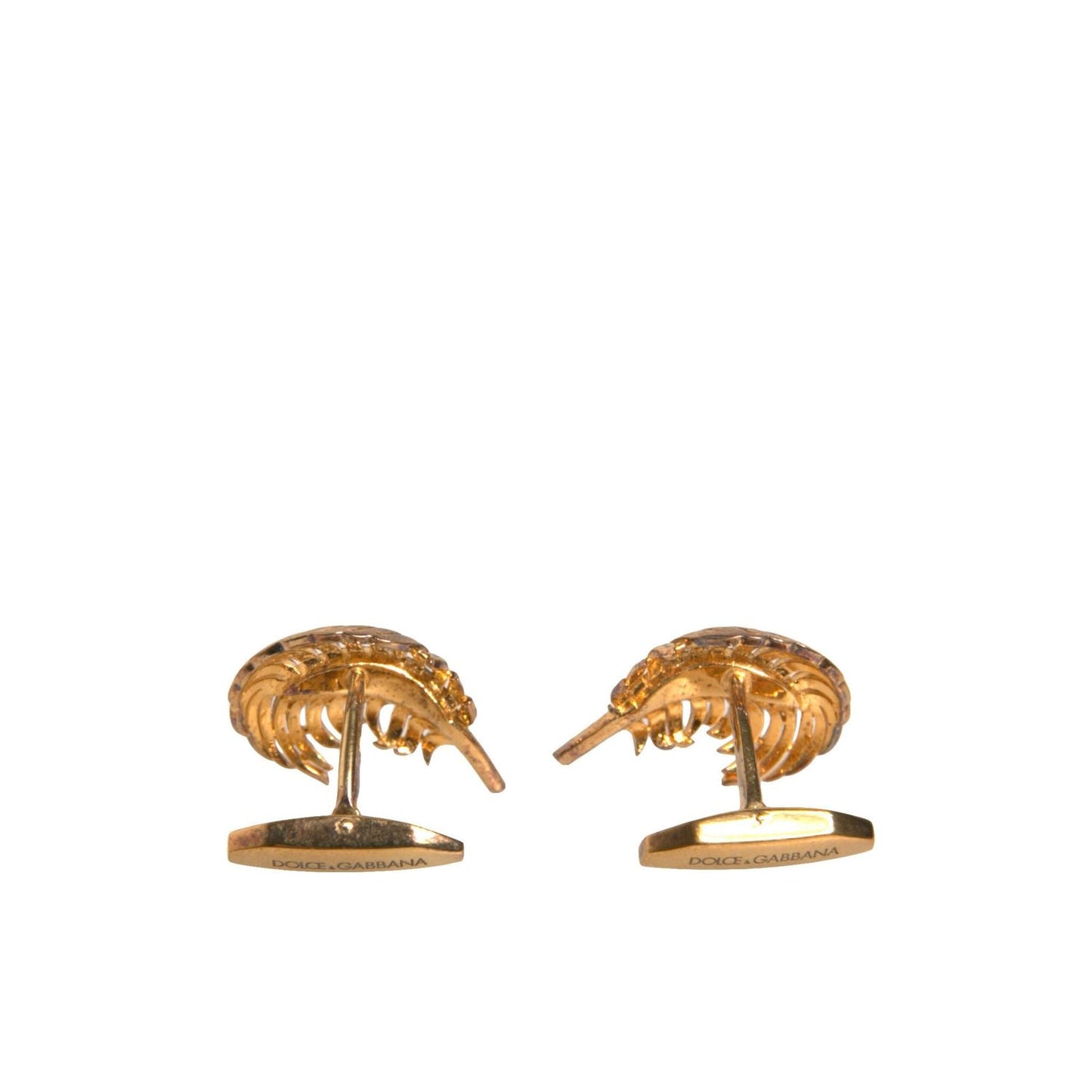 Dolce & Gabbana Gold 925 Sterling Silver Crystal Leaf Cufflink SMY10415
