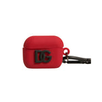 Dolce & Gabbana Red Silicone Rubber Logo Embossed Airpods Case