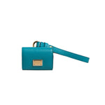 Dolce & Gabbana Green Logo Plaque Leather Gold Metal Strap Airpods Case SMY10605
