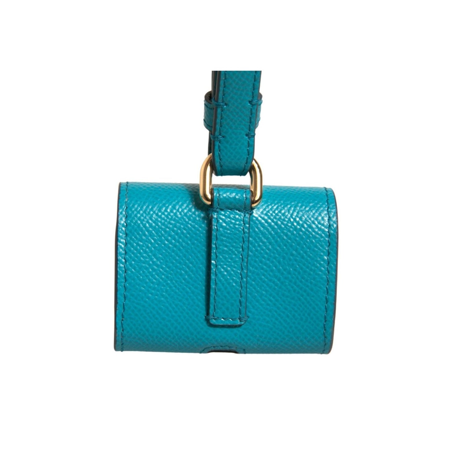 Dolce & Gabbana Green Logo Plaque Leather Gold Metal Strap Airpods Case SMY10605