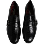 Dolce & Gabbana Black Exotic Leather DG Logo Loafers Formal Dress Shoes MV6790-42