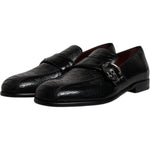 Dolce & Gabbana Black Exotic Leather DG Logo Loafers Formal Dress Shoes MV6790-42