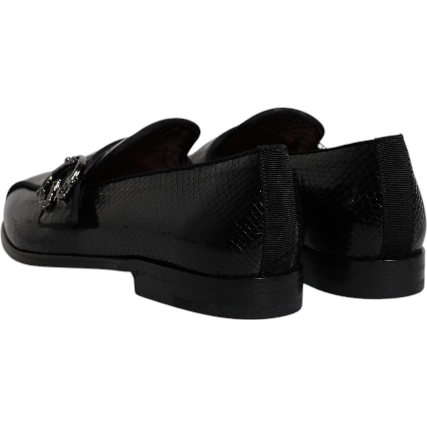 Dolce & Gabbana Black Exotic Leather DG Logo Loafers Formal Dress Shoes MV6790-42
