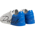 Dolce & Gabbana White Blue Portofino Leather Sneakers Shoes MV6668-41