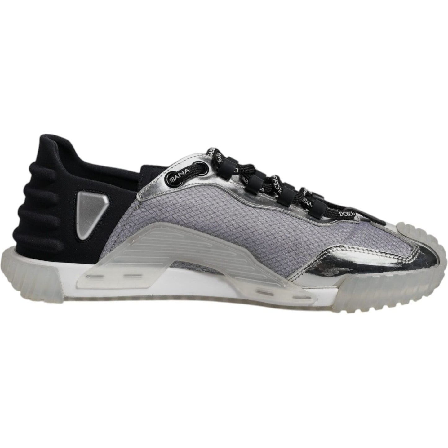 Dolce & Gabbana Silver Black Nylon NS1 Low Top Sneakers Shoes MV6724-41.5