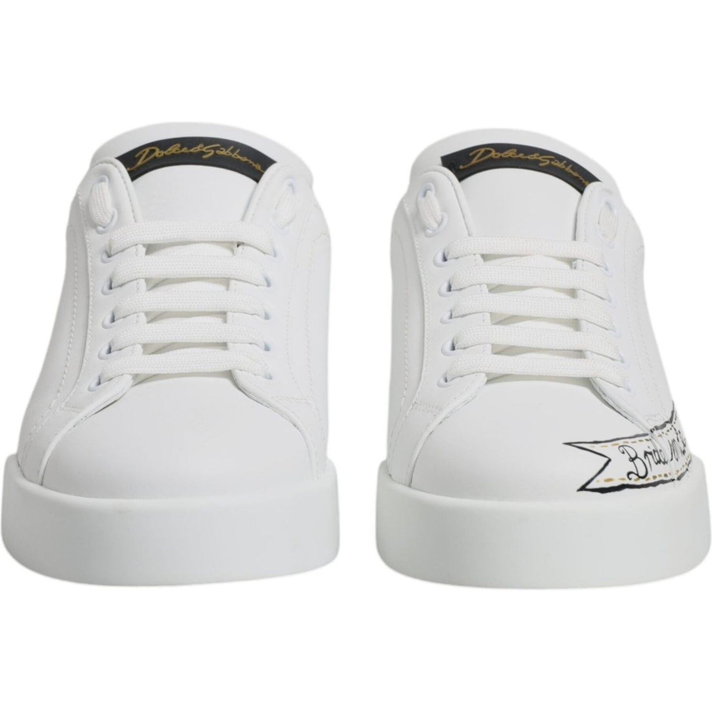 Dolce & Gabbana White Leather Low Top Lace Up Sneakers Shoes MV6738-40