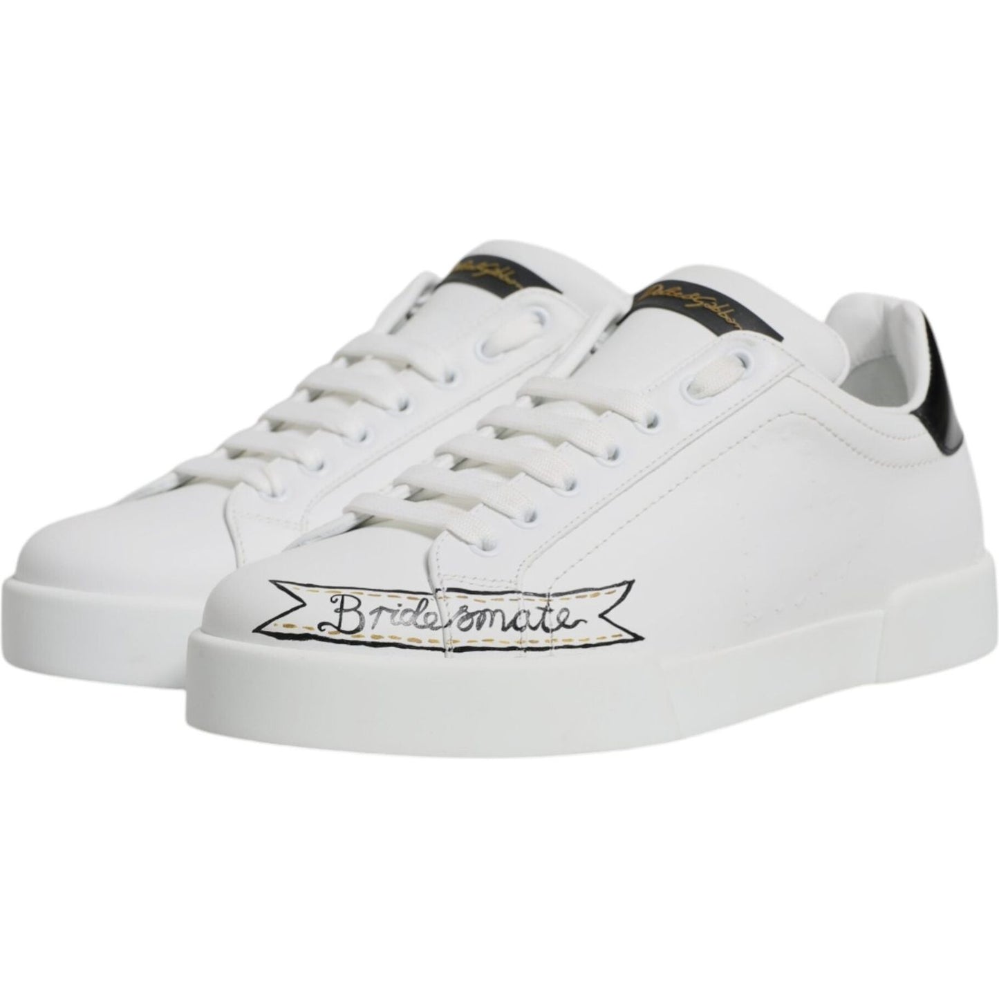 Dolce & Gabbana White Leather Low Top Lace Up Sneakers Shoes MV6738-40