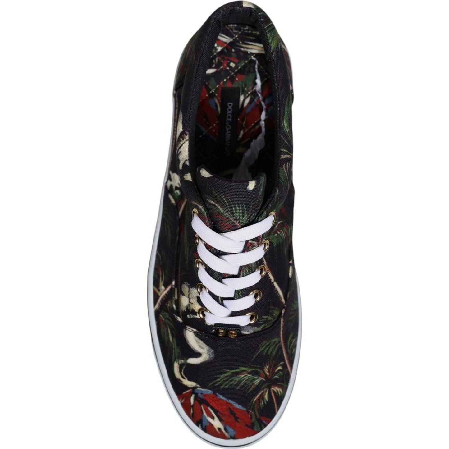 Dolce & Gabbana Black Tropical Print Low Top Sneakers Shoes MV6745-40.5