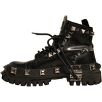 Dolce & Gabbana Black Leather Studded Trekking Boots Shoes LA12337-41