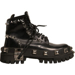 Dolce & Gabbana Black Leather Studded Trekking Boots Shoes LA12337-41